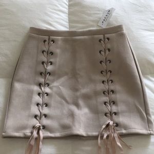 High-Waisted Lace-Up Mini Skirt Tan Pacsun Beige